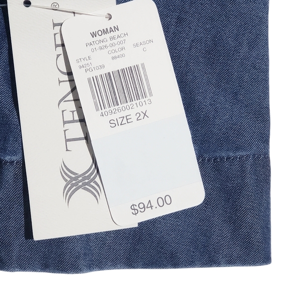 Kate Hill Womens Patong Beach Plus Size Full Zip Tencel Jacket Denim Blue 2X NWT - Picture 2 of 7